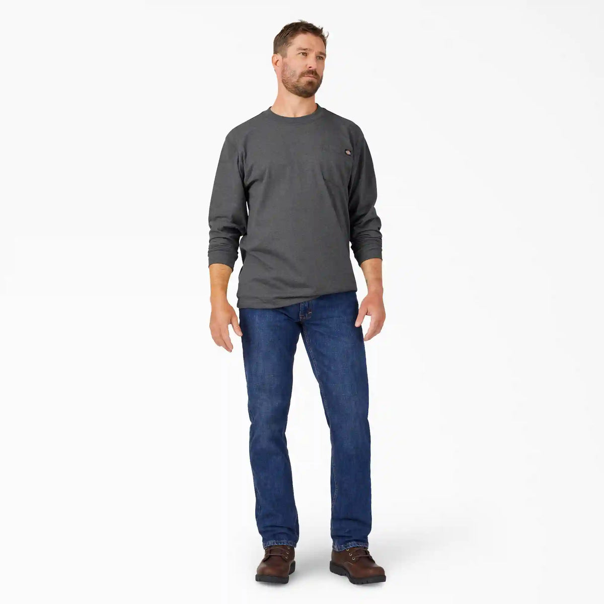 Heavyweight Heathered Long Sleeve Pocket T-Shirt