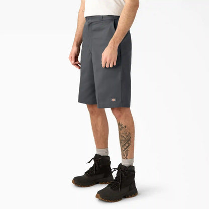 Loose Fit Flat Front Work Shorts, 13"