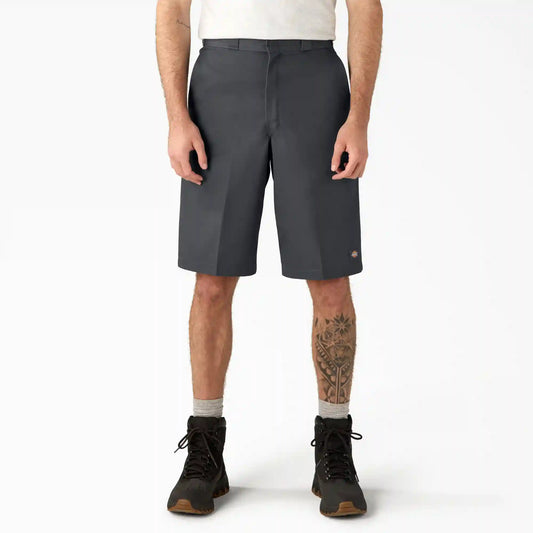 Loose Fit Flat Front Work Shorts, 13"