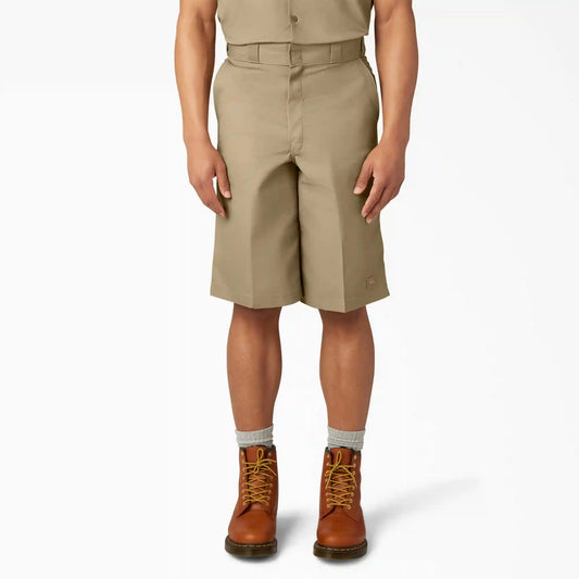 Loose Fit Flat Front Work Shorts, 13"