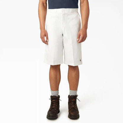 Loose Fit Flat Front Work Shorts, 13"