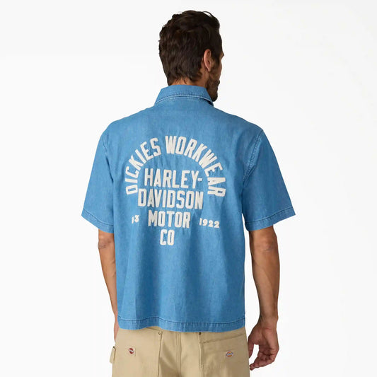 Dickies x Harley-Davidson® Boxy Fit Chambray Embroidered Work Shirt